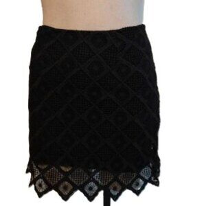 BB DAKOTA Black Skirt With Lace Overlay, Size 8